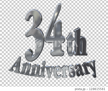 3DCG text "34th Anniversary/34th Anniversary Mark Sparkle" 3DCG text "34th Anniversary/34th Anniversary Mark Sparkle" 128615581