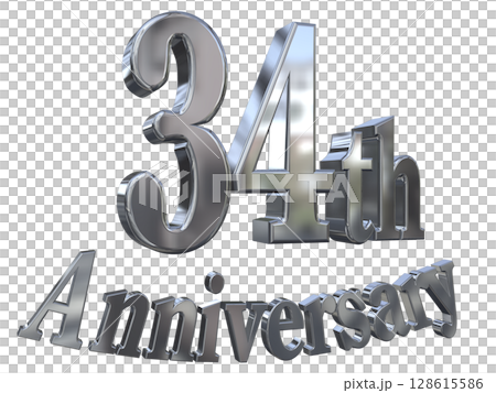 3DCG文字“34週年/34週年紀念馬克·斯帕克” 3DCG文字“34週年/34週年紀念馬克·斯帕克” 128615586