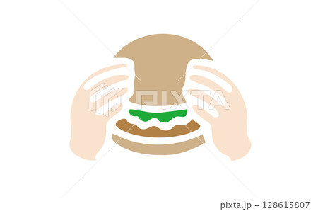 ハンバーガーを持つ手 128615807