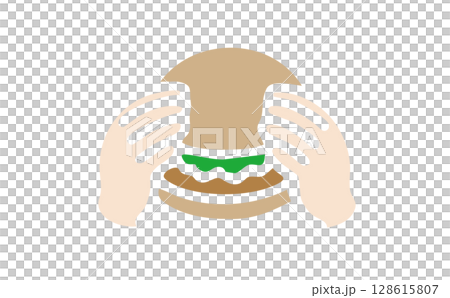 ハンバーガーを持つ手 128615807