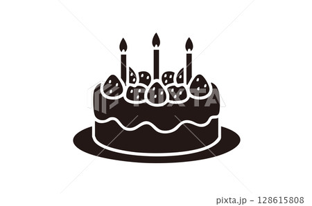 ローソクが刺さっているケーキ 128615808
