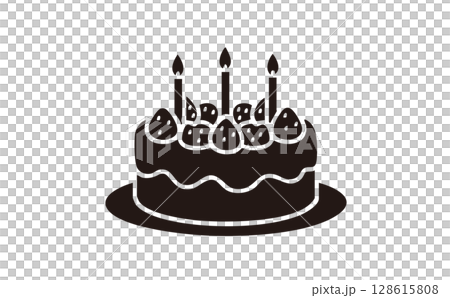 ローソクが刺さっているケーキ 128615808