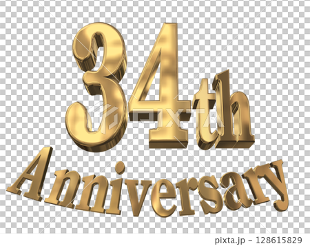 3DCG text "34th Anniversary/34th Anniversary Mark Sparkle" 3DCG text "34th Anniversary/34th Anniversary Mark Sparkle" 128615829
