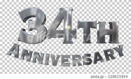 3DCG文字「34th Anniversary/34周年マークキラキラ」 128615954