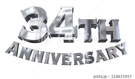 3DCG文字「34th Anniversary/34周年マークキラキラ」 128615957