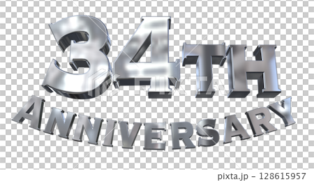 3DCG文字「34th Anniversary/34周年マークキラキラ」 128615957