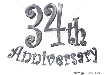 3DCG文字「34th Anniversary/34周年マークキラキラ」 3DCG文字「34th Anniversary/34周年マークキラキラ」 128615963