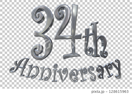 3DCG文字「34th Anniversary/34周年マークキラキラ」 3DCG文字「34th Anniversary/34周年マークキラキラ」 128615963
