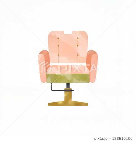 Stylish barber chair in pastel colors, modern salon decor Stylish barber chair in pastel colors, modern salon decor 128616106