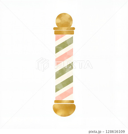 Pastel barber pole design on white background, vintage charm 128616109