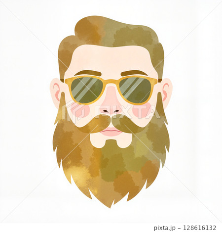 Stylish man with beard and sunglasses in soft pastel colors, fashion concept Stylish man with beard and sunglasses in soft pastel colors, fashion concept 128616132