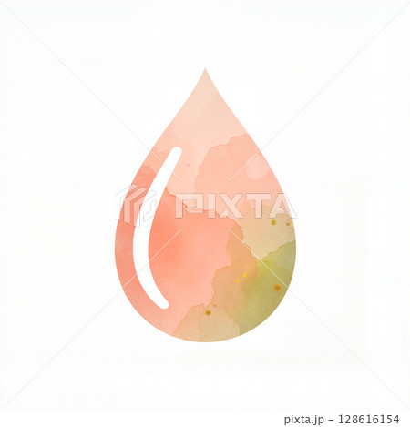 Soft pastel blood drop on white background, symbolism of life Soft pastel blood drop on white background, symbolism of life 128616154