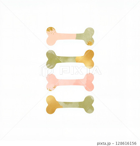 Stylish bone illustration in pastel colors with gold accents, pet decor 128616156