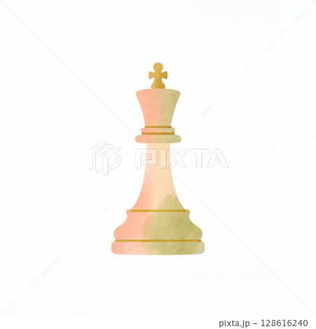 Elegant chess piece in pastel colors on white background, strategy concept 128616240