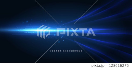 Futuristic blue curved ray on dark blue background. High speed motion moving concept. Futuristic blue curved ray on dark blue background. High speed motion moving concept. 128616276