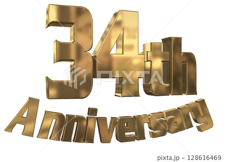 3DCG文字「34th Anniversary/34周年マークキラキラ」 128616469