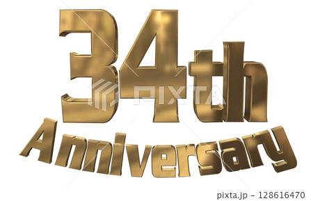 3DCG文字「34th Anniversary/34周年マークキラキラ」 128616470