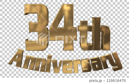 3DCG文字「34th Anniversary/34周年マークキラキラ」 128616470