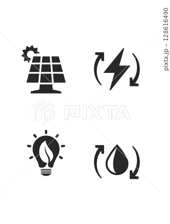 green energy icon set stock illustration 128616490