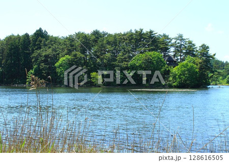【青森県青森市】野木和公園の湖と空 128616505