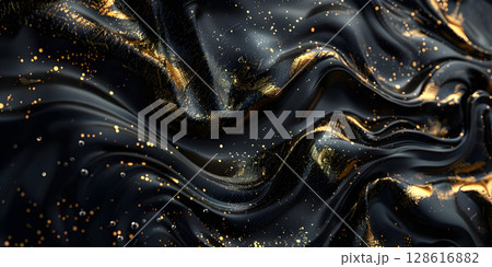 Luxurious Elegance: Black and Gold Background for a Rich Look, Golden Touch: Black Background with Luxury Gold Accents-Ai-generated 128616882