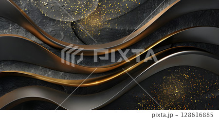 Luxurious Elegance: Black and Gold Background for a Rich Look, Golden Touch: Black Background with Luxury Gold Accents-Ai-generated Luxurious Elegance: Black and Gold Background for a Rich Look, Golden Touch: Black Background with Luxury Gold Accents-Ai-generated 128616885
