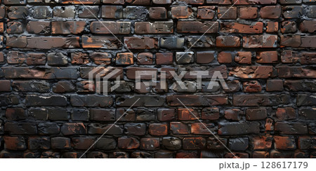 Vintage Brickwork: Stained and Aged Background with Character, Weathered Elegance: Aged Bricks Background for Texture-Ai-generated 128617179
