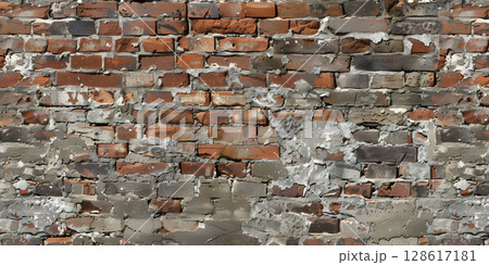 Vintage Brickwork: Stained and Aged Background with Character, Weathered Elegance: Aged Bricks Background for Texture-Ai-generated 128617181