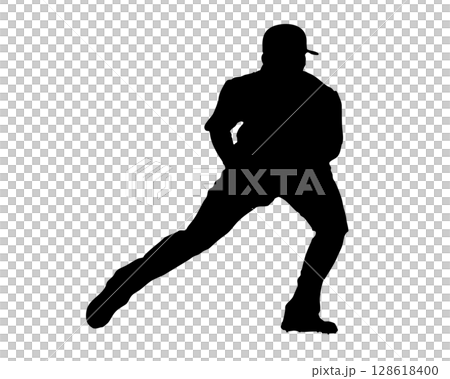 Baseball defensive play character silhouette illustration material 128618400