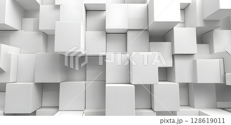 Cube Composition: White Boxes in a Minimalist Arrangement, Block Background: White Cubes for a Clean and Modern Look-Ai-generated Cube Composition: White Boxes in a Minimalist Arrangement, Block Background: White Cubes for a Clean and Modern Look-Ai-generated 128619011