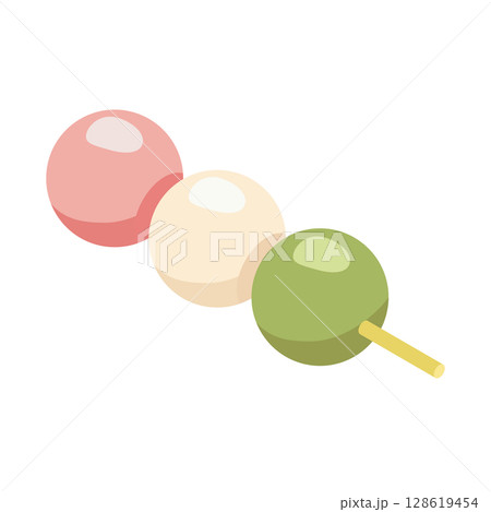 三色団子（フラットアイソメトリックイラスト） 128619454