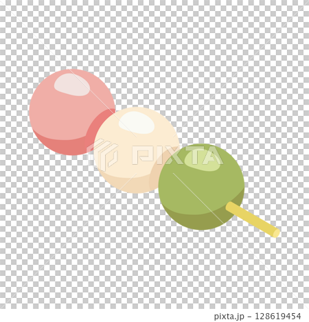 三色団子（フラットアイソメトリックイラスト） 128619454