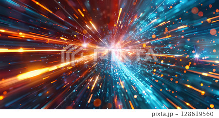 Velocity Illumination: Abstract Background for High-Speed Technology Concept, Luminary Momentum: Light Abstract Background Evoking High-Speed Technology Concept - Ai Generated 128619560