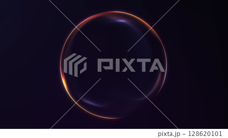 Minimal glowing sphere with elegant purple and orange rim light. Perfect for tech, science, or futuristic concepts. Minimal glowing sphere with elegant purple and orange rim light. Perfect for tech, science, or futuristic concepts. 128620101