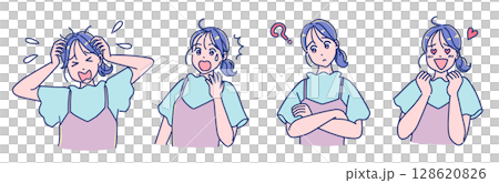 動漫風格的女孩臉部表情集 128620826