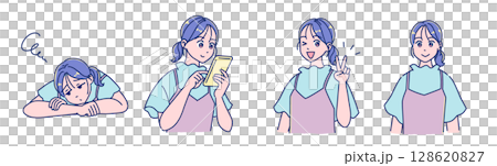 Anime-style girl facial expression set Anime-style girl facial expression set 128620827