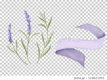 Bouquet of Lavender flowers. Hand drawn floral illustration. Bouquet of Lavender flowers. Hand drawn floral illustration. 128621091