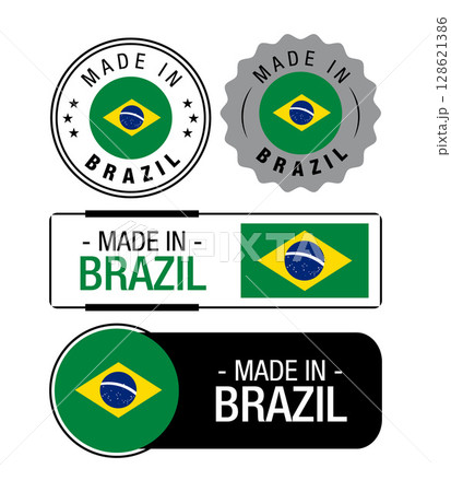 Set of Made in Brazil labels, logo, Brazil flag, Brazil Product Emblem. Vector illustration 128621386