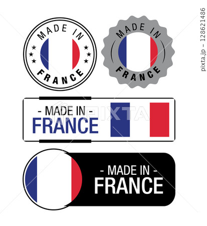 Set of Made in France labels, logo, France flag, France Product Emblem. Vector illustration Set of Made in France labels, logo, France flag, France Product Emblem. Vector illustration 128621486