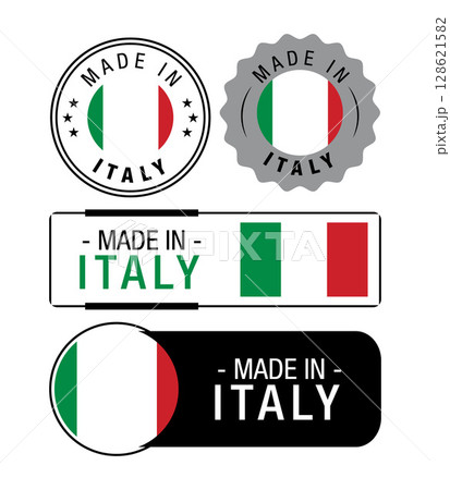 Set of Made in Italy labels, logo, Italy flag, Italy Product Emblem. Vector illustration Set of Made in Italy labels, logo, Italy flag, Italy Product Emblem. Vector illustration 128621582