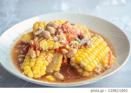 Closeup of Corn Papaya salad, selective focus 128621802