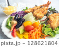 Closeup of the fresh Fried shrimp salad,selective focus 128621804