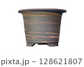 Terracotta pot made from stoneware on white background. 128621807
