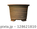 Terracotta pot made from stoneware on white background. 128621810