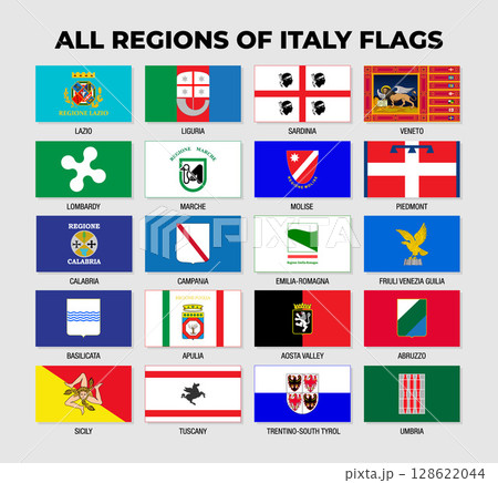 Italy Regions or States Flags Collection Design Template Regions or States Flag of Italy 128622044