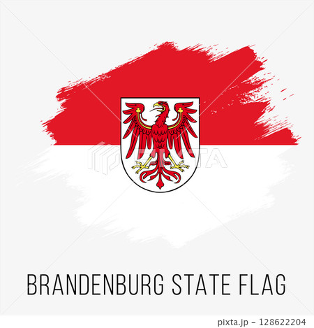Germany State Brandenburg Vector Flag Design Template. Brandenburg Flag for Independence Day. Grunge Brandenburg Flag 128622204