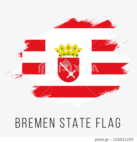 Germany State Bremen Vector Flag Design Template. Bremen Flag for Independence Day. Grunge Bremen Flag 128622205