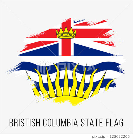 Canada Province British Columbia Vector Flag Design Template. British Columbia Flag for Independence Day. Grunge British Columbia Flag 128622206