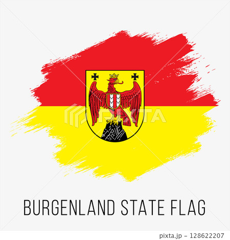 Austria States Burgenland Vector Flag Design Template. Burgenland Flag for Independence Day. Grunge Burgenland Flag 128622207