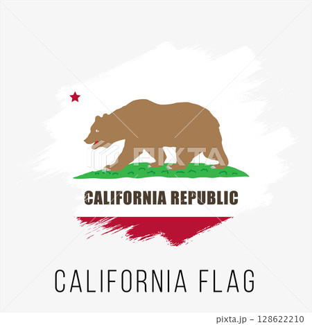 USA State California Vector Flag Design Template. California Flag for Independence Day. Grunge California Flag 128622210